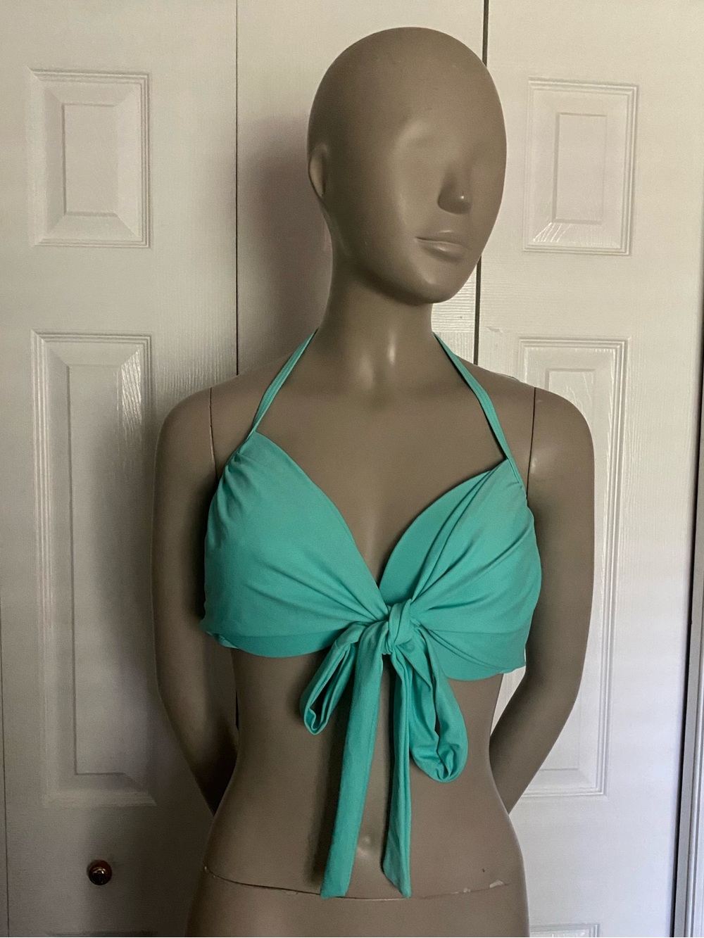 Tie-Front Halter Bikini Top - Aqua